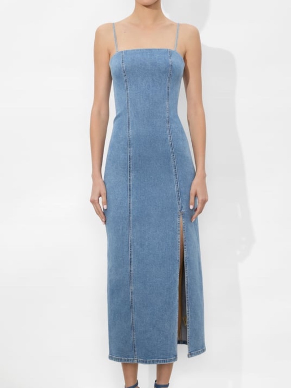Alice + Olivia Nakisha Midi Dress Denim 8 - Picture 14 of 14